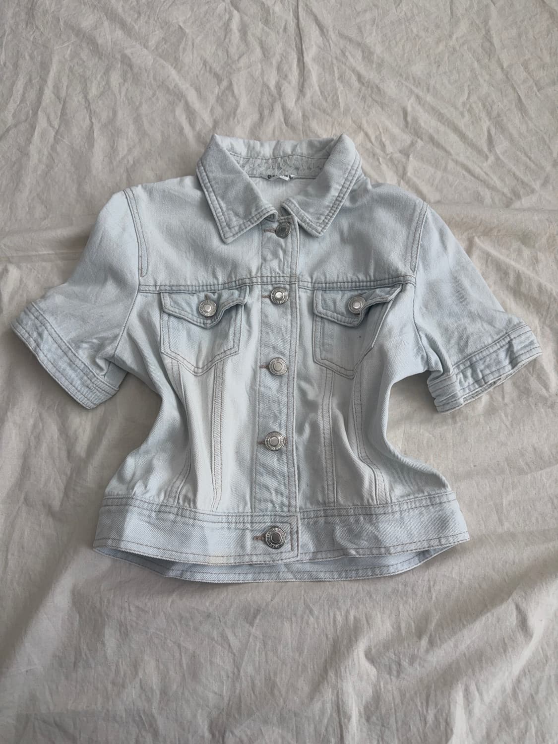 러블리 페어리 라이트 데님 크롭 자켓 상품이미지1