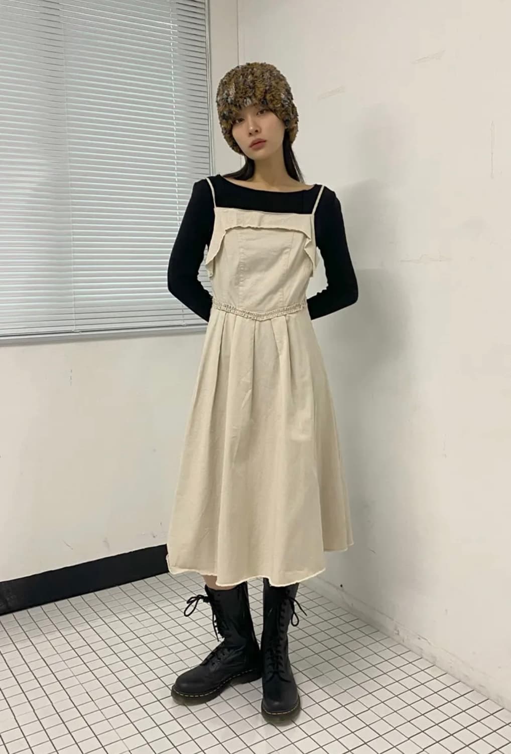 밀로 우먼 어시메스틱 플리츠 드레스 원피스 에크루 상품이미지2