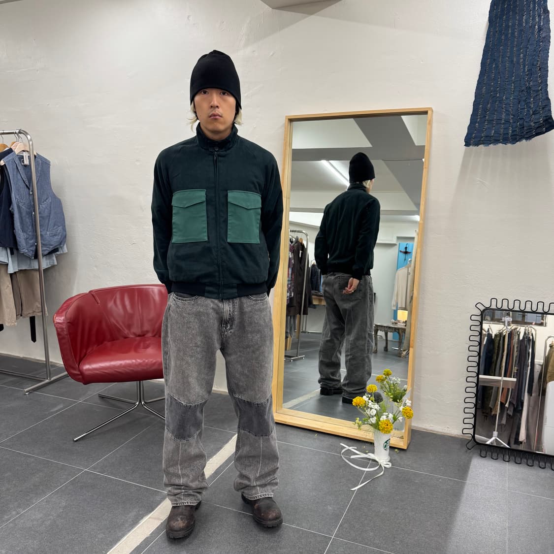 WHIZ LIMITED Leopard Fur Lining Jacket 상품이미지2