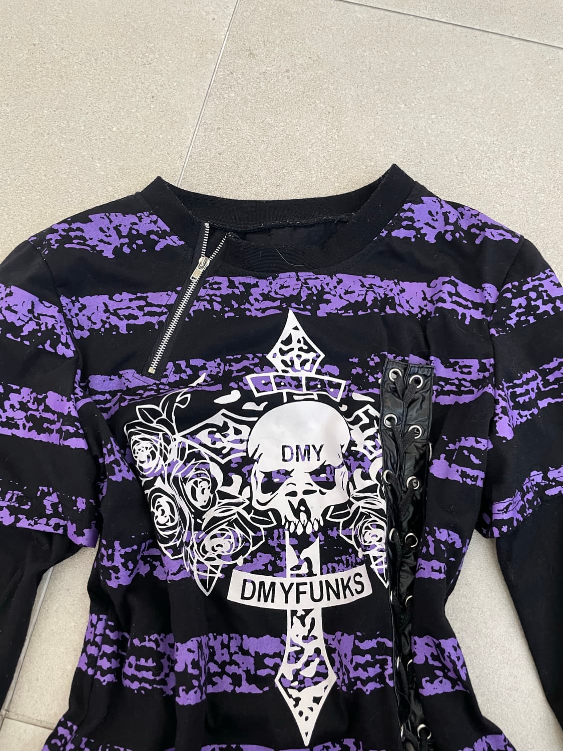 퍼플 스트라이프 펑크 롱슬리브 상품이미지2