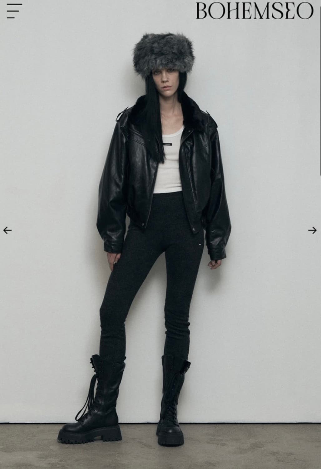 보헤미안서울 레더 퍼블루종 CRINKLED LEATHER FUR BLOU 상품이미지1