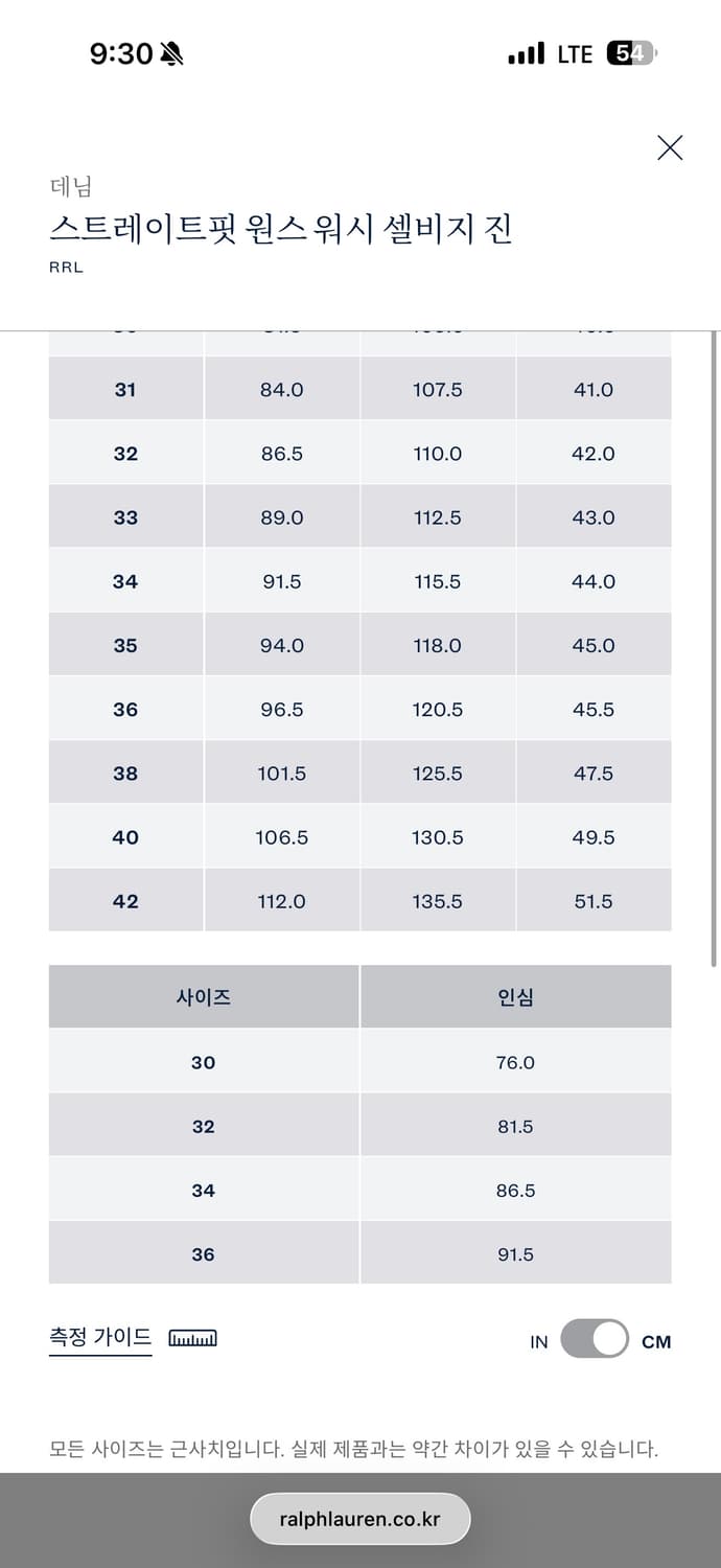 rrl 더블알엘 스트레이트핏 원워시 셀비지 진 상품이미지2