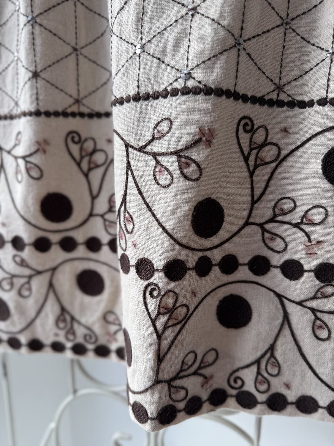 Beaded Stitch Linen Skirt 0365 상품이미지4