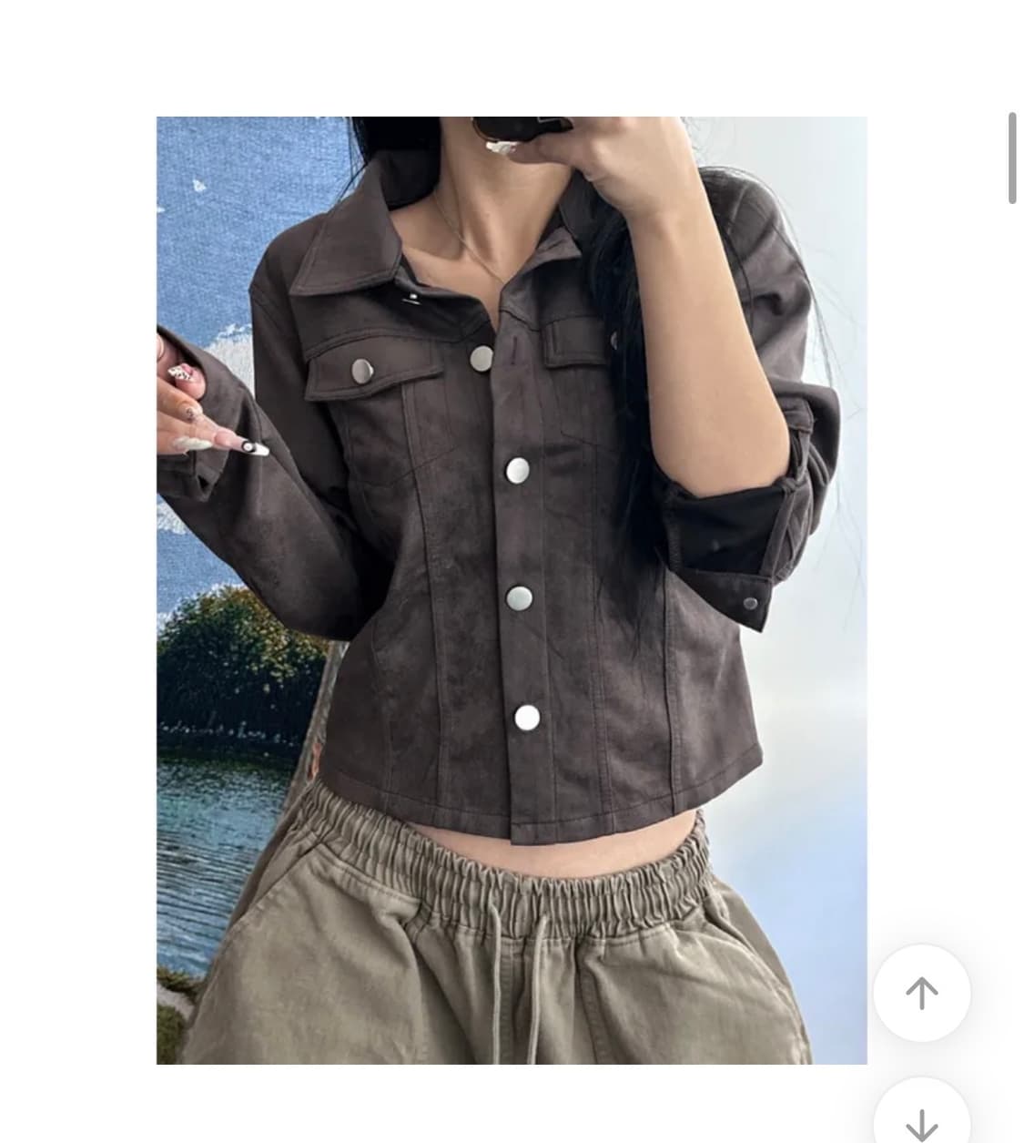 스웨이드 y2k 카라 스냅셔츠 상품이미지3