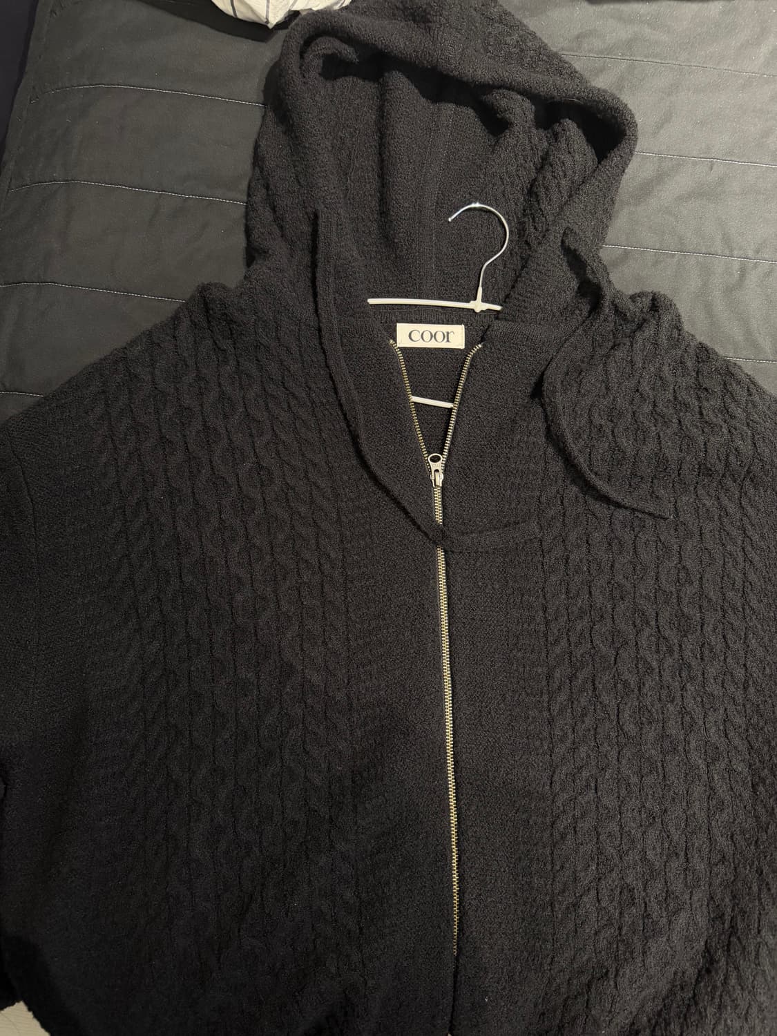 쿠어 링구사 케이블 후디드 집업(블랙L) 상품이미지3