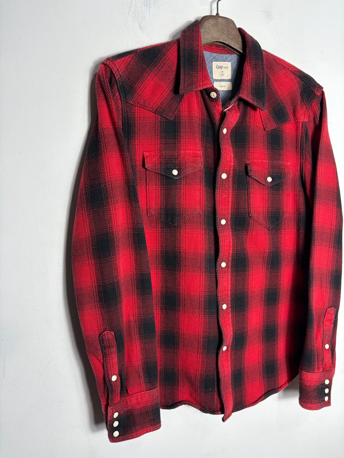 갭 웨스턴 레드 체크 헤비 코튼 셔츠 상품이미지1