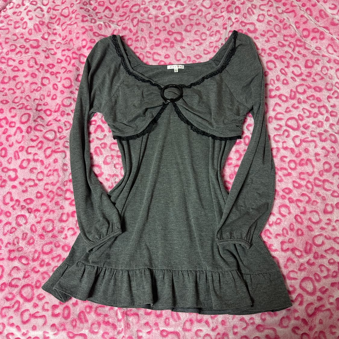 Colza 콜자 갸루 빈티지 리본 레이스 롱슬리브 원피스 탑 상품이미지1