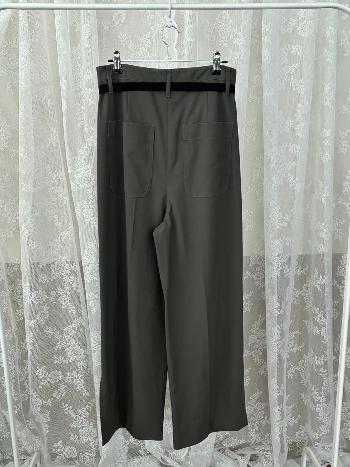 S) 새상품 노니에르 벨티드 와이드 슬랙스 카키 상품이미지2