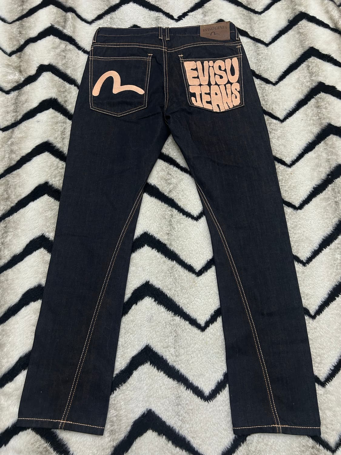 [32]에비수 자수 스트레이트 슬림 데님팬츠/진청 상품이미지2