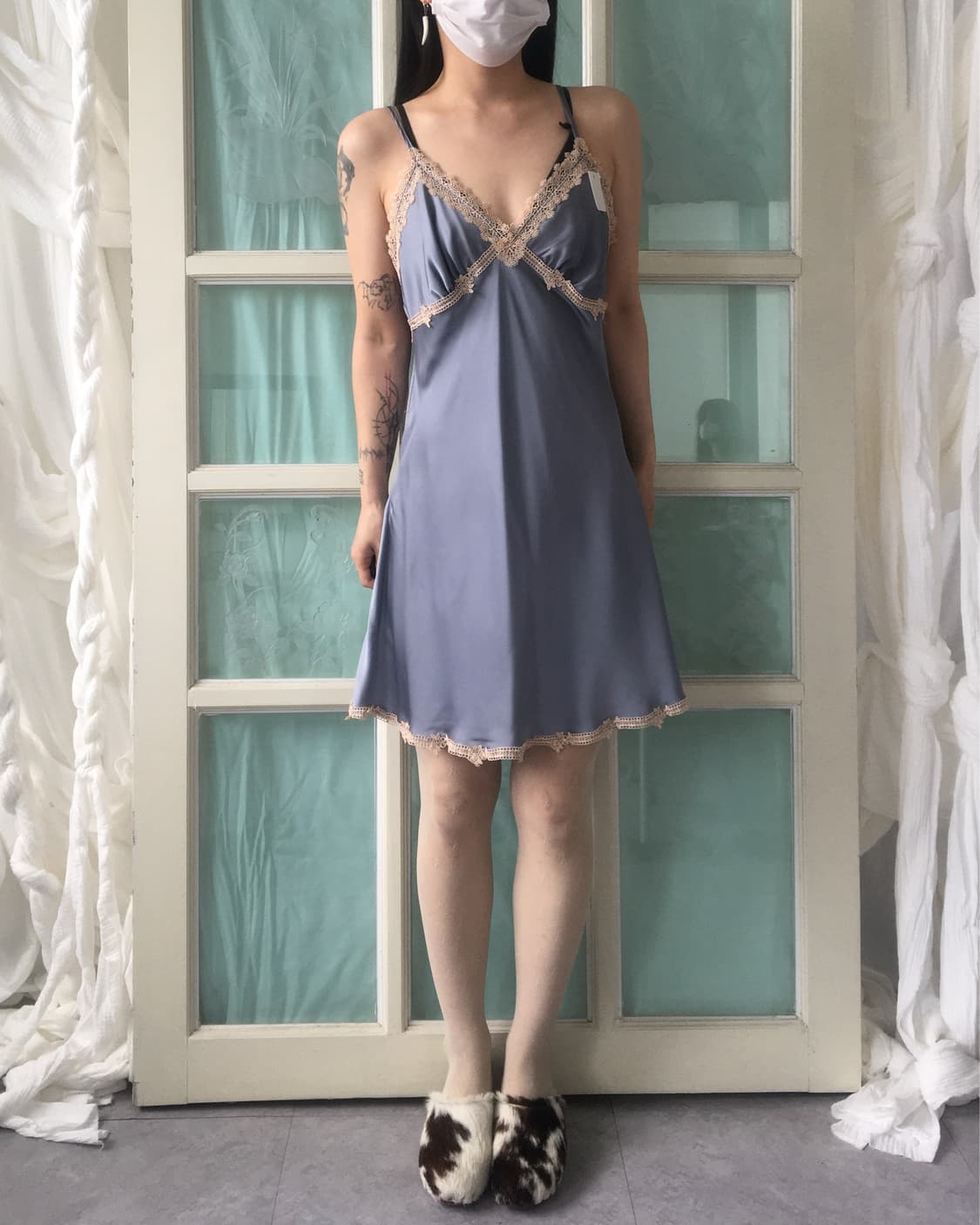 Lace trimming slip onepiece 상품이미지1
