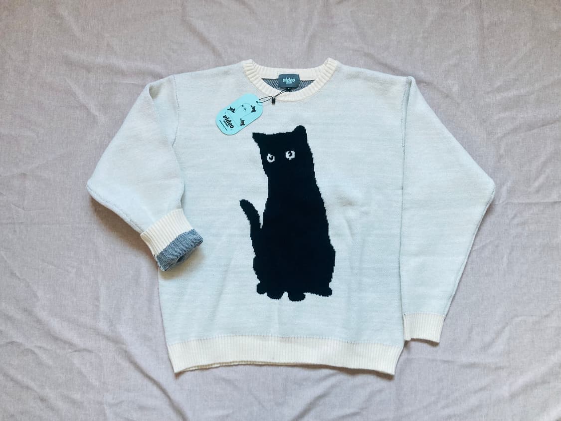 비디오자키 검은고양이 니트 스웨터 상품이미지3