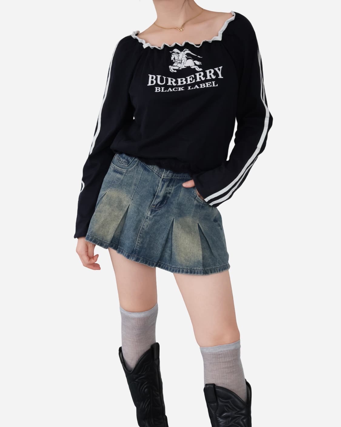 Burberry Velvet Print Shirring Top 상품이미지3