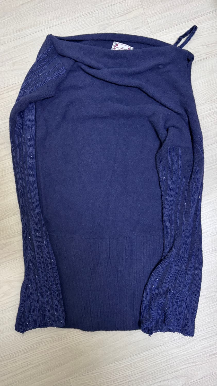 스컬프터 세퀸 에이시메트릭 미니 드레스 네이비 s 상품이미지2