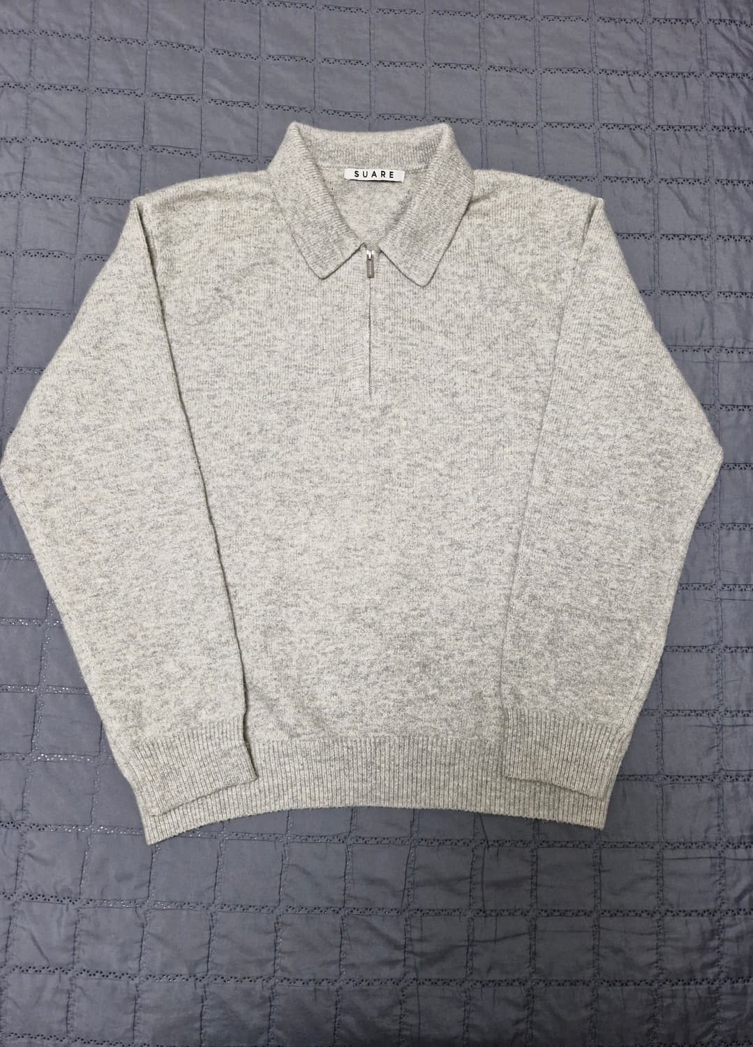 수아레 하프 집업 카라 니트 라이트그레이 상품이미지2