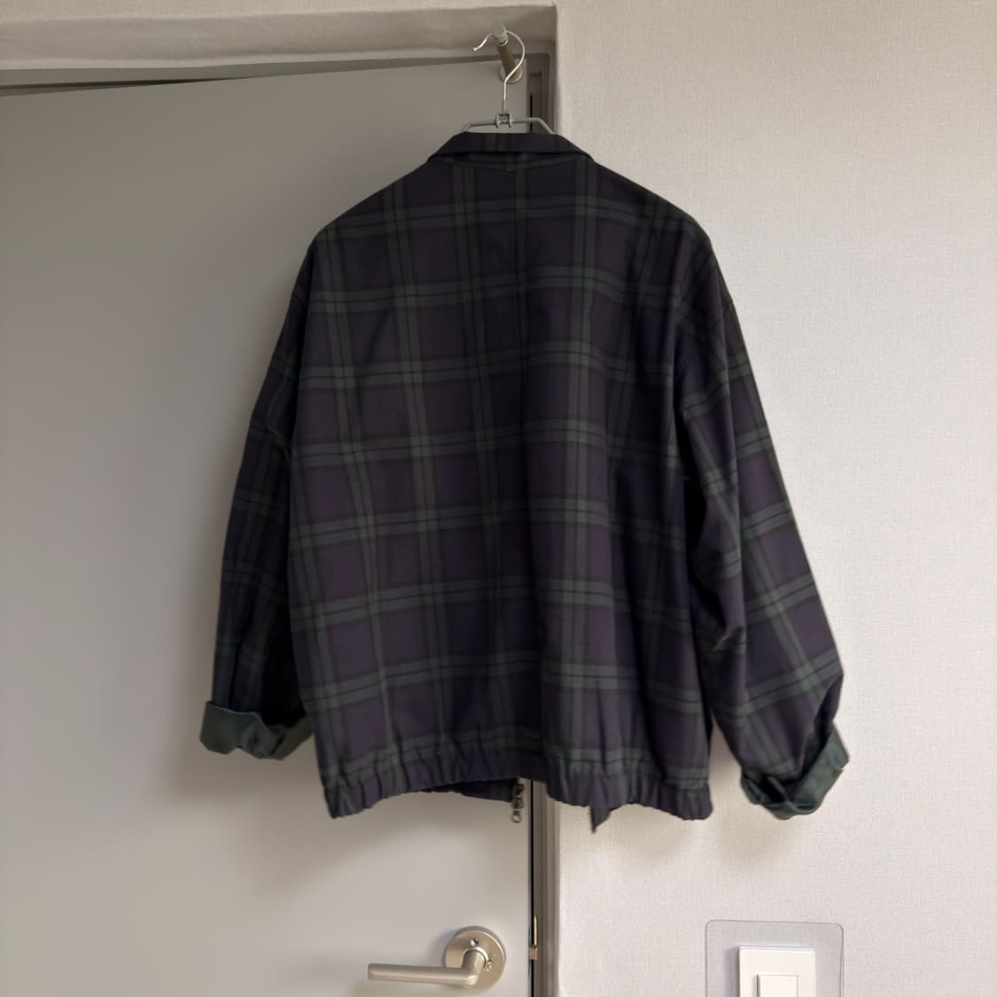 체크 패턴 블루종 자켓 그린 네이비 상품이미지4