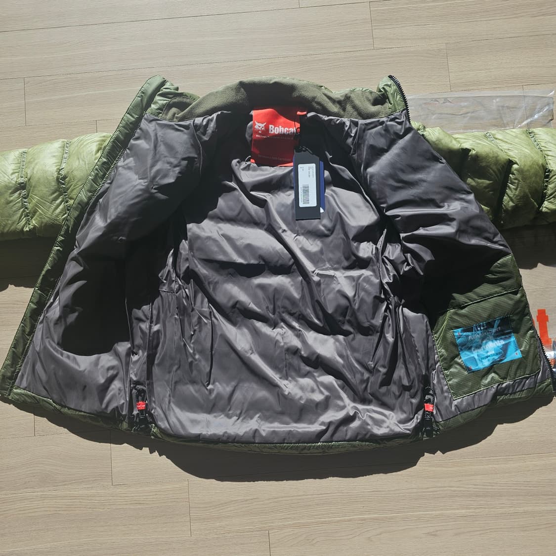 M 90~95 새제품) 밥캣 경량 다운 시어쉘 패딩 덕 90:10 그린 상품이미지3