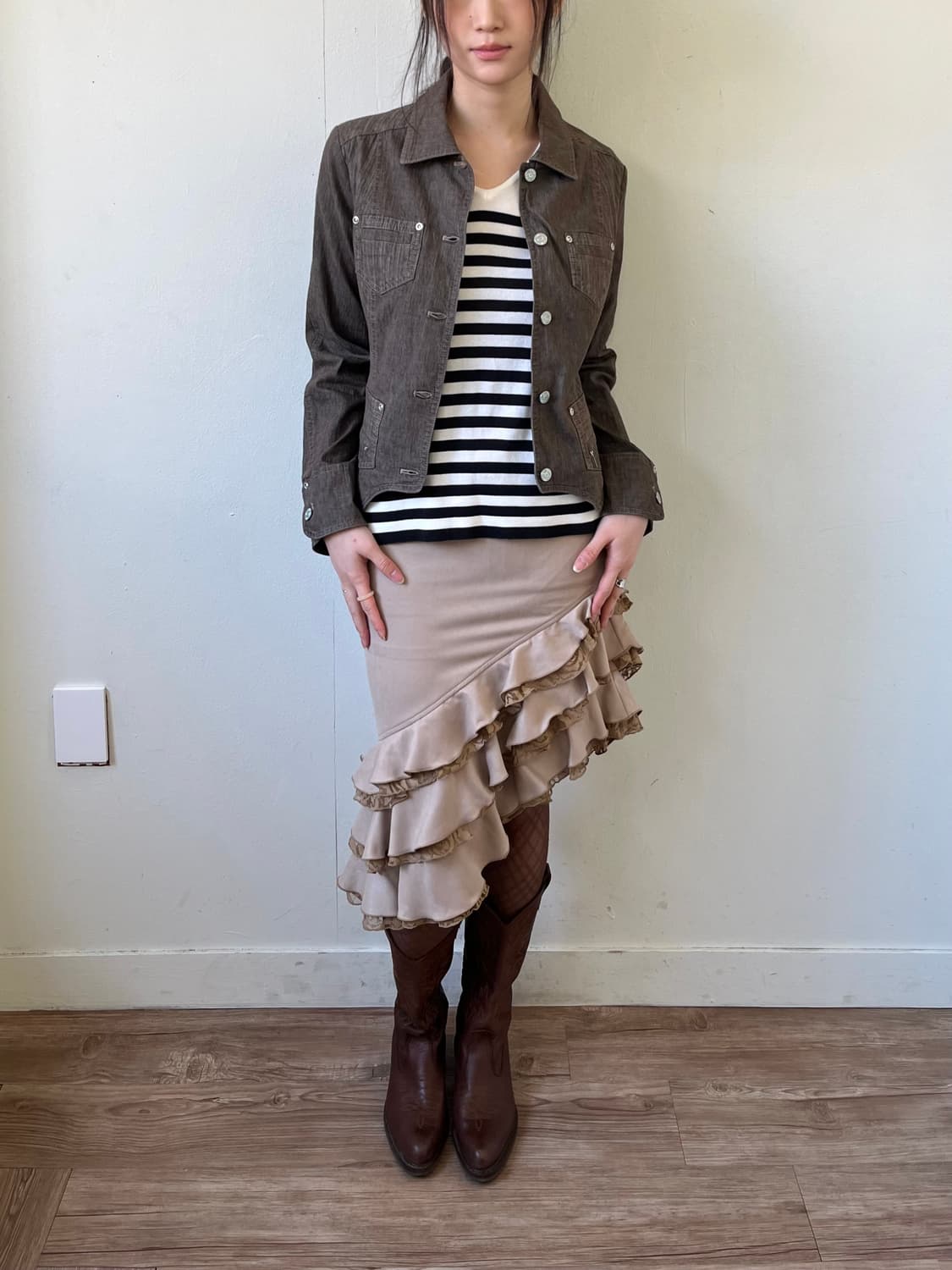 vie orne 브라운 데님 자켓  상품이미지8