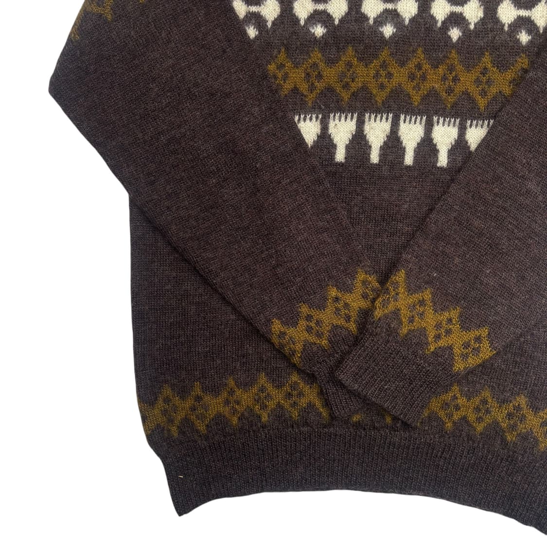 빈티지 에스닉 패턴 반집업 울 니트 스웨터 L 상품이미지6