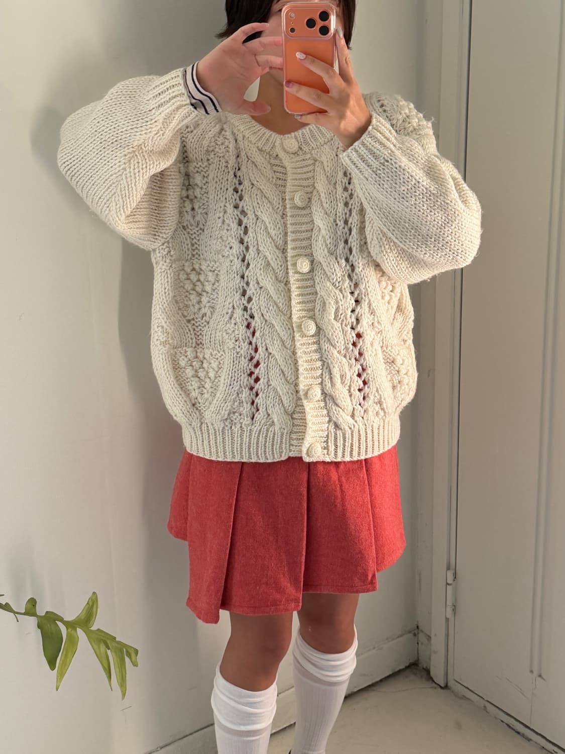 일본빈티지 화이트 꽈배기 니트가디건 상품이미지4