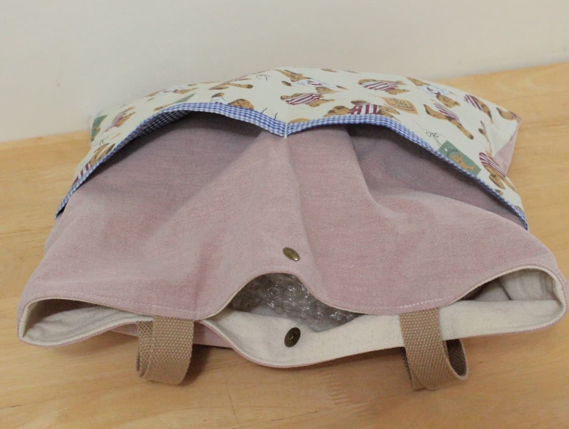 (잠시할인중) 핸드메이드 곰무늬 2포켓 핑크 가방 상품이미지7