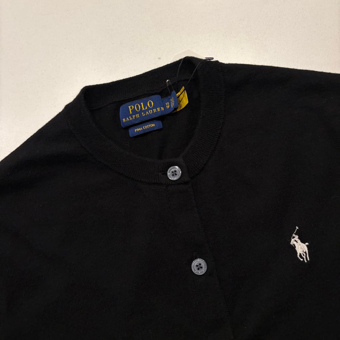 [XS] 폴로 랄프로렌 큐알 피마코튼 블랙 니트 가디건 D25 상품이미지3
