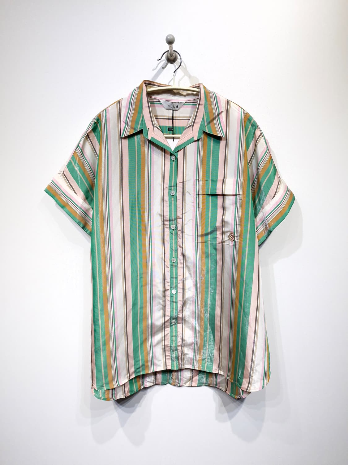 [새상품]KUME 쿠메 오버사이즈 롤업 하프슬리브 셔츠 멀티스트라이프 상품이미지5