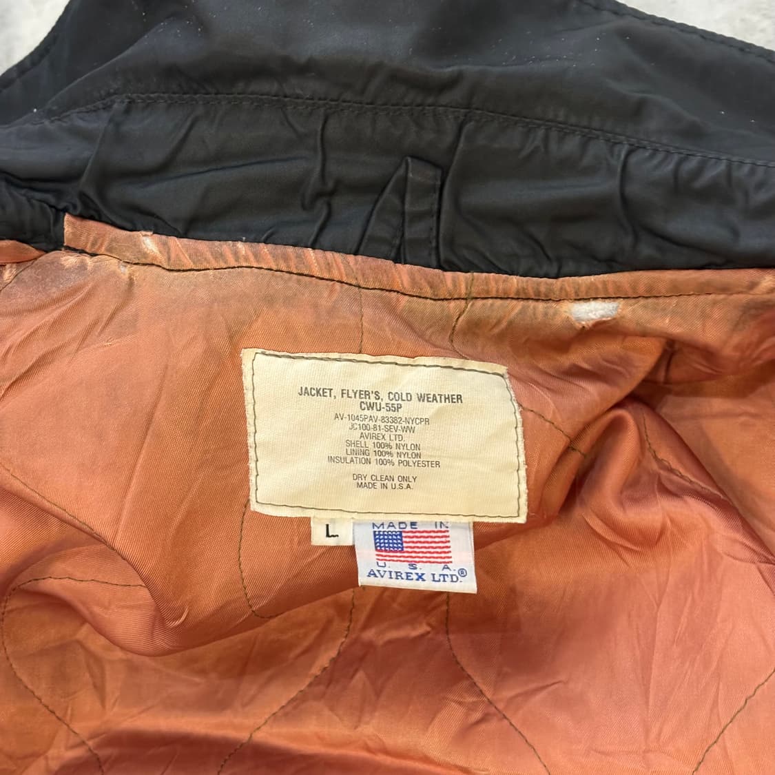 🇺🇸USA 아비렉스 CWU-45 미군 플라이트 자켓 IDEAL 지퍼 상품이미지5