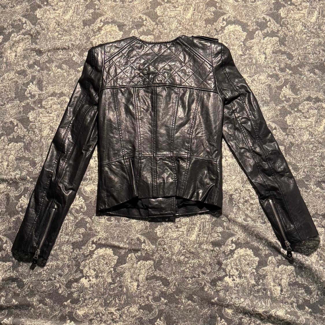 크롭 램스킨 레더 자켓 상품이미지2