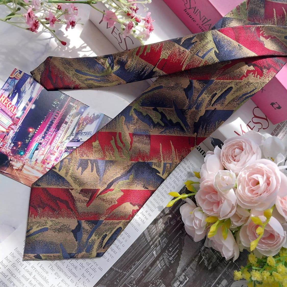 입생로랑 넥타이 골드 믹스 9.5cm A+등급 k2507
 상품이미지4