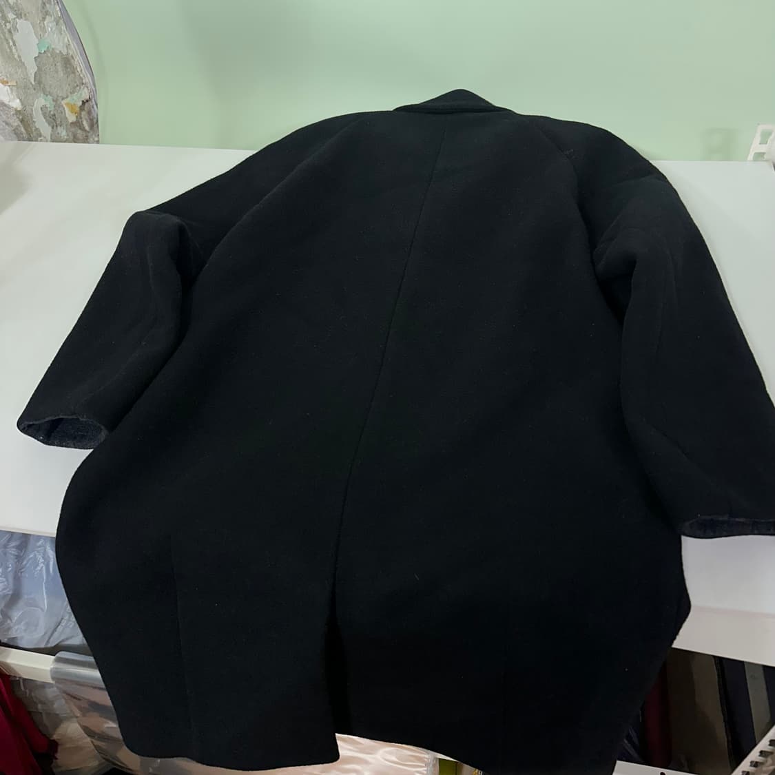 우먼OS 스튜디오톰보이 블랙 카라넥 울 더블코트 상품이미지5