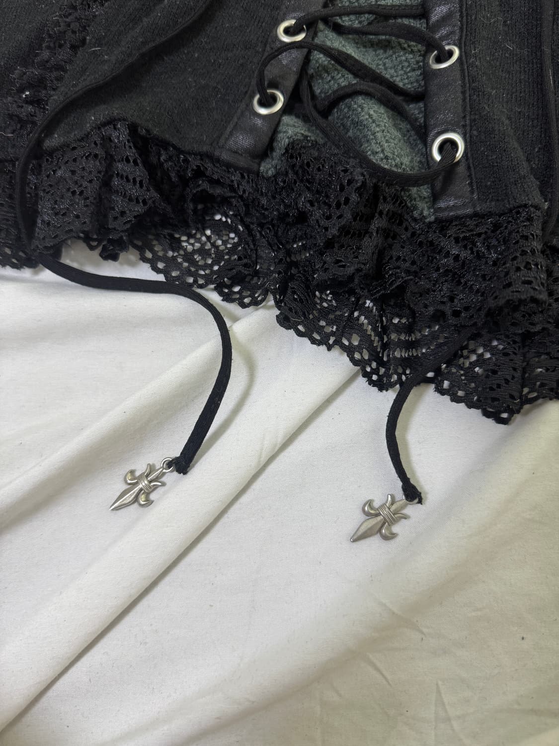 Ozz croce 레이스업 코르셋 니트 탑 y2k 고딕 오즈온 상품이미지9