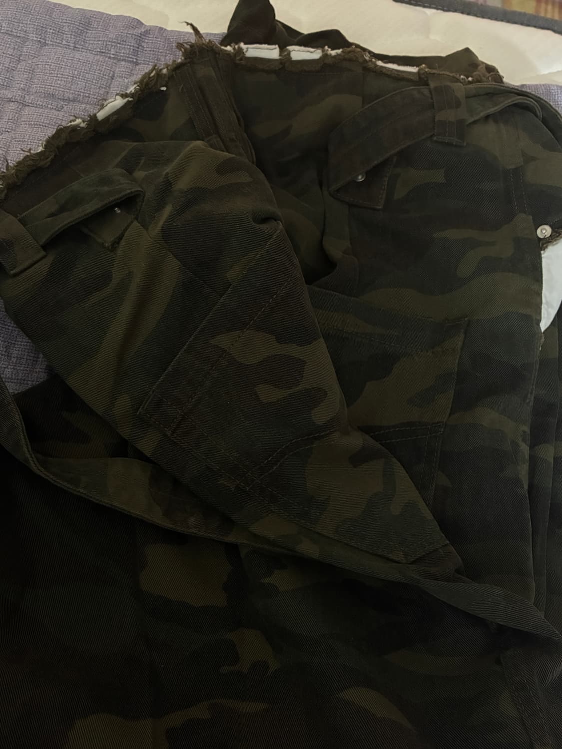 샵페어리 컷오프 코튼 맥시 팬츠 카모 상품이미지3