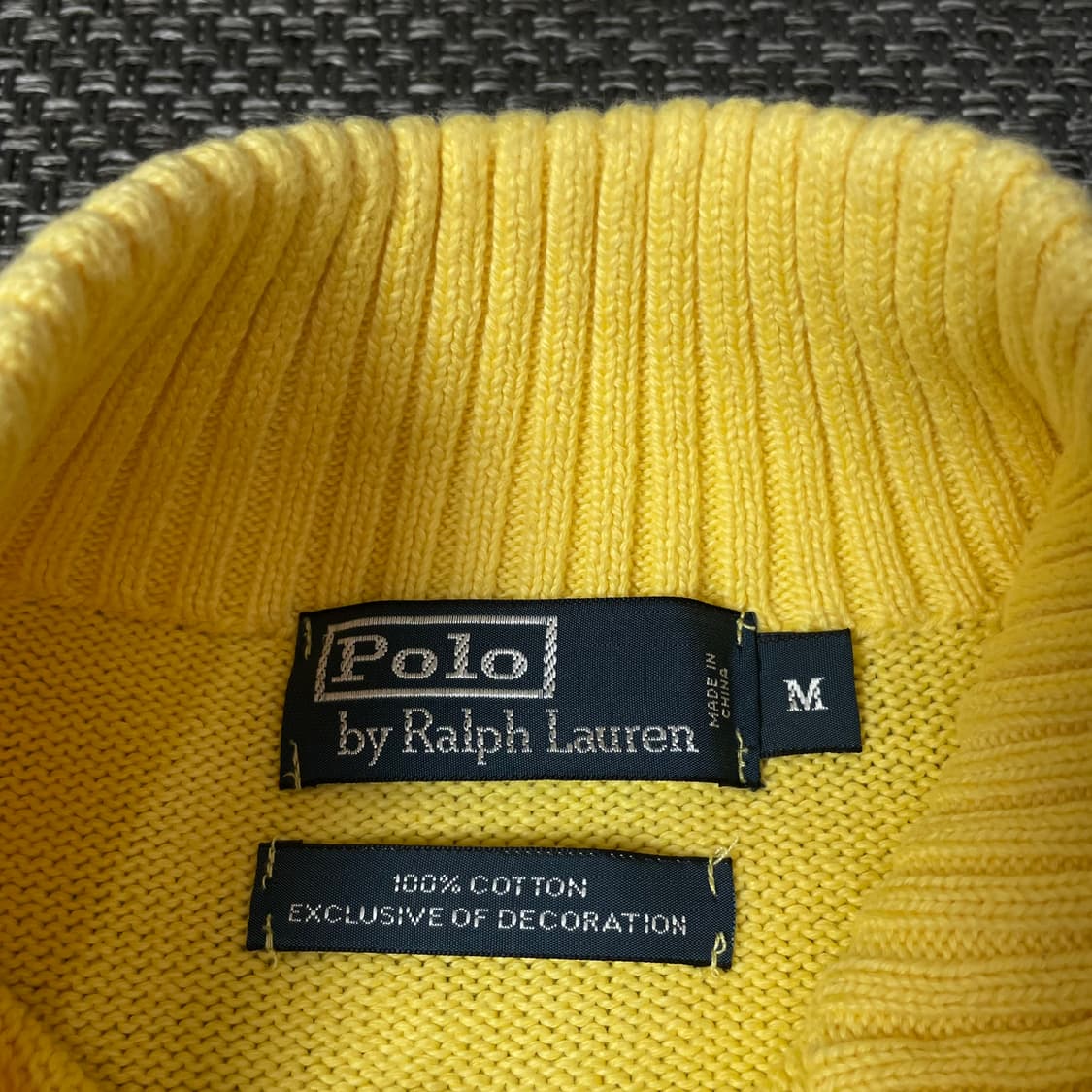 폴로랄프로렌 네이비포니 옐로우 반집업 케이블 니트 M 상품이미지4