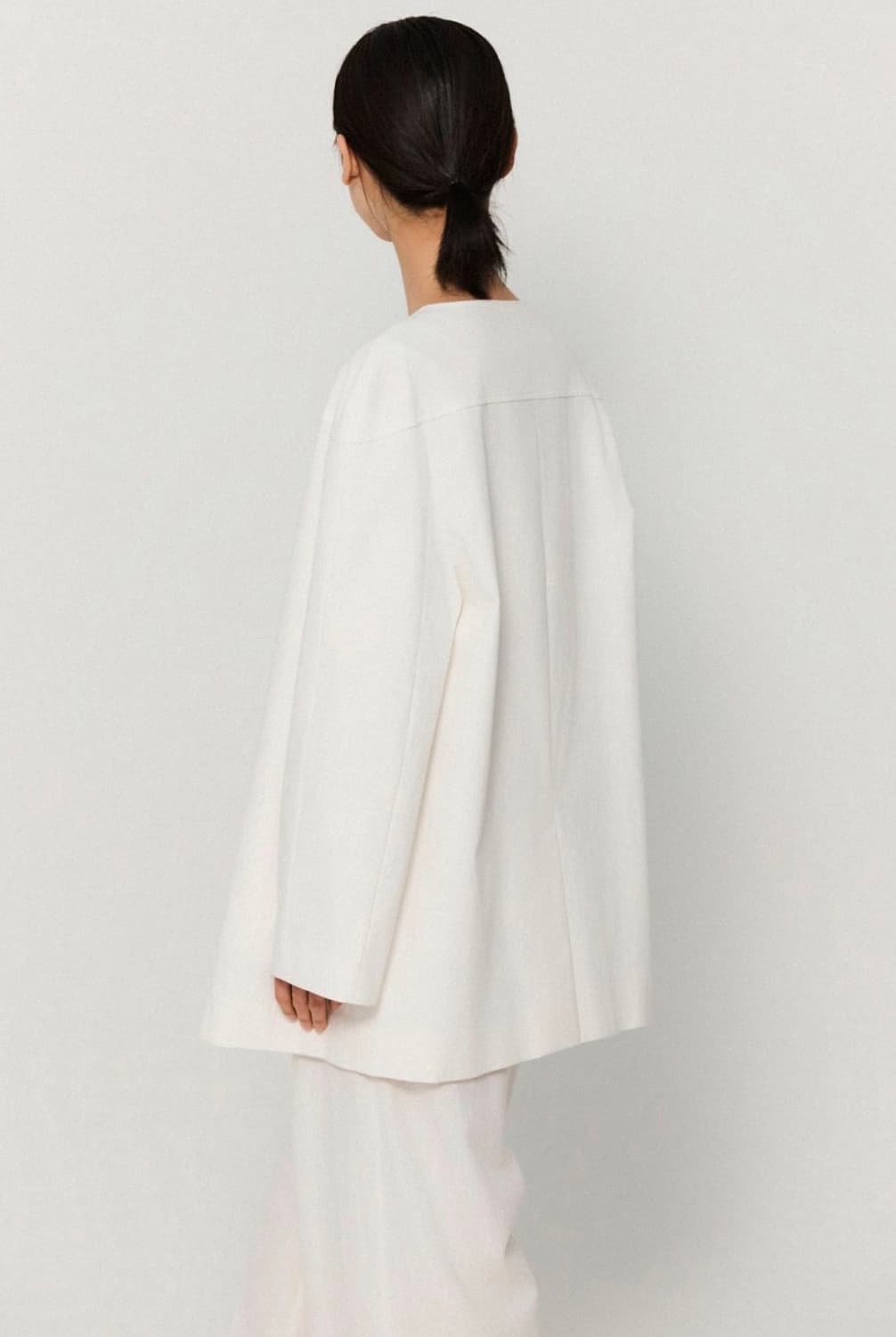녹섭 자켓 collarless half trench coat 트렌치코트 상품이미지3