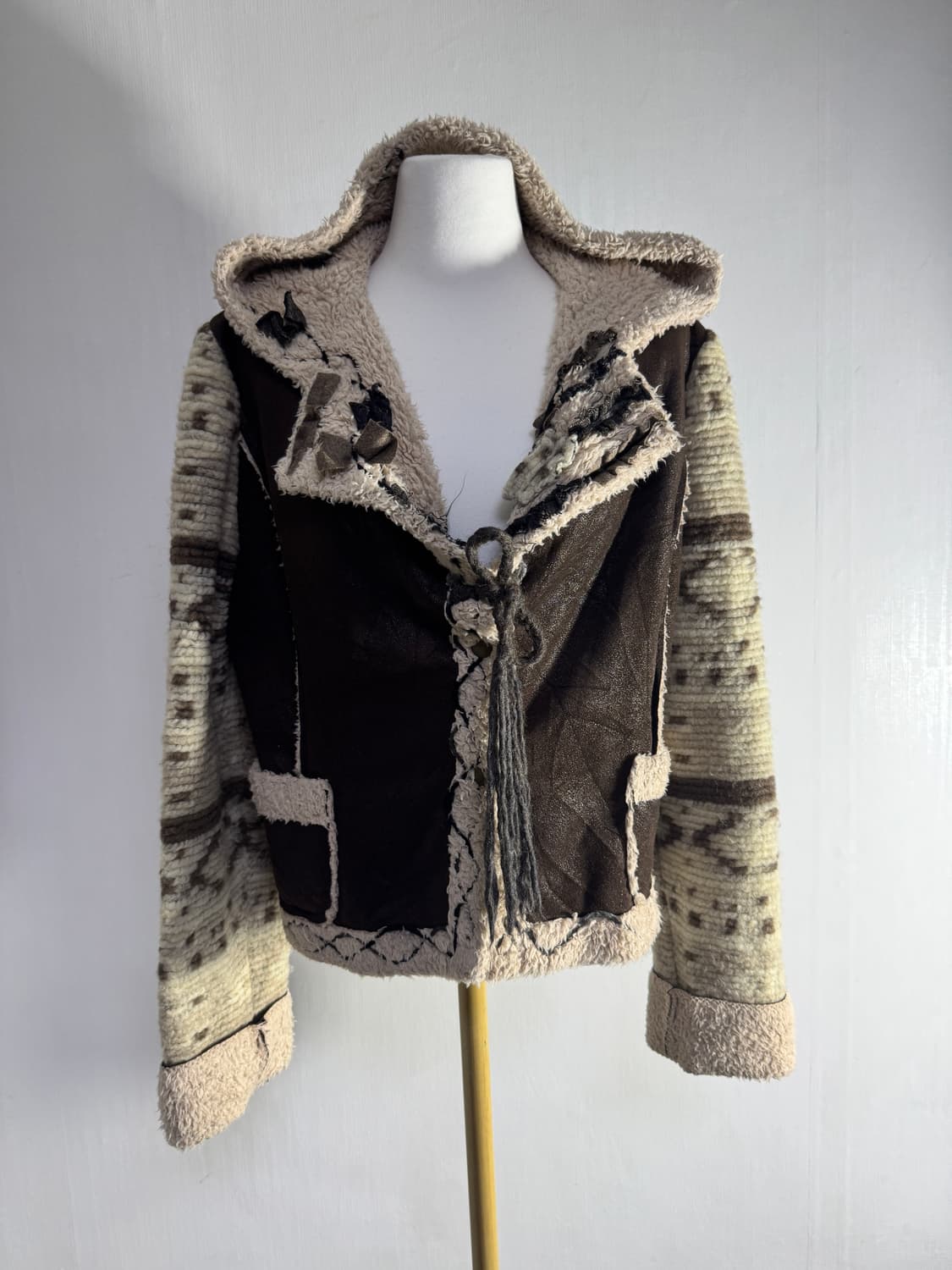 빈티지 에스닉 무스탕 스타일 후드 자켓 y2k lgb goa 하이브리드 상품이미지2