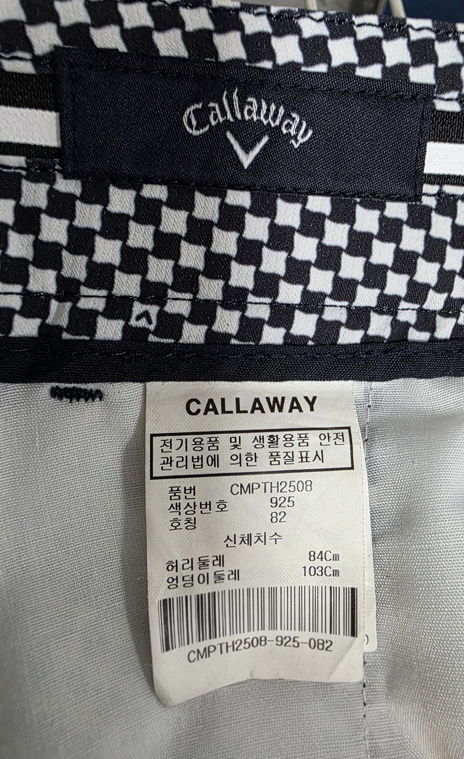 캘러웨이 남성 골프바지 32 봄~여름 체크 골프팬츠 MN11 상품이미지4