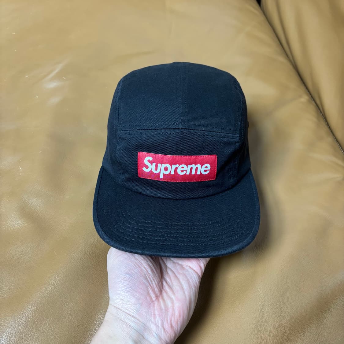 슈프림 캠프캡 모자 레드 박스로고 블랙 상품이미지2