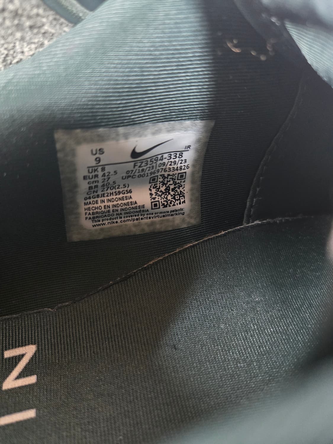 나이키 코르테즈 스웨이드 운동화 그린270mm 상품이미지5