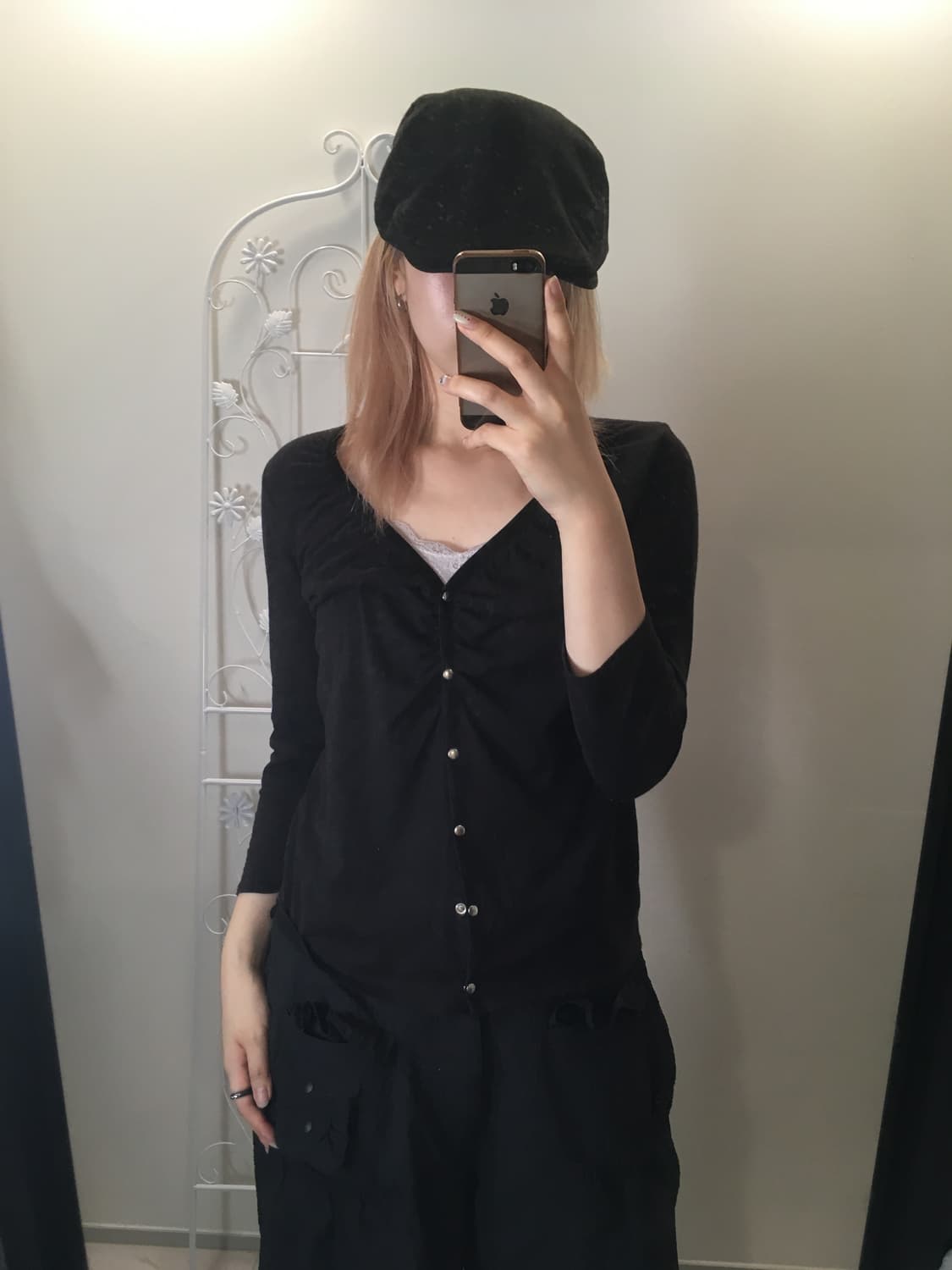 jpn vintage 블랙 셔링 가디건 상품이미지1
