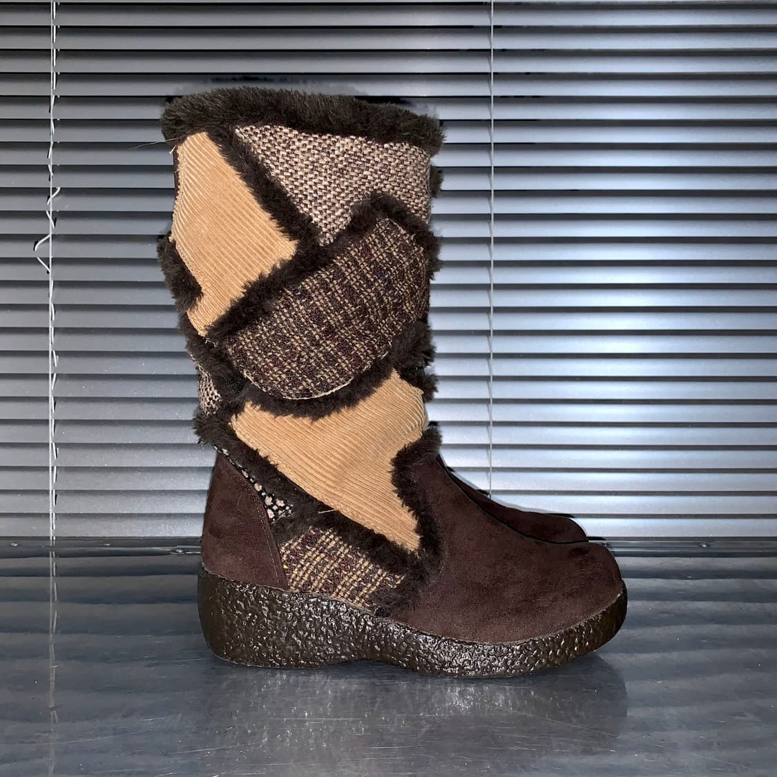 00s 패치 트위드 웨지 부츠 상품이미지5