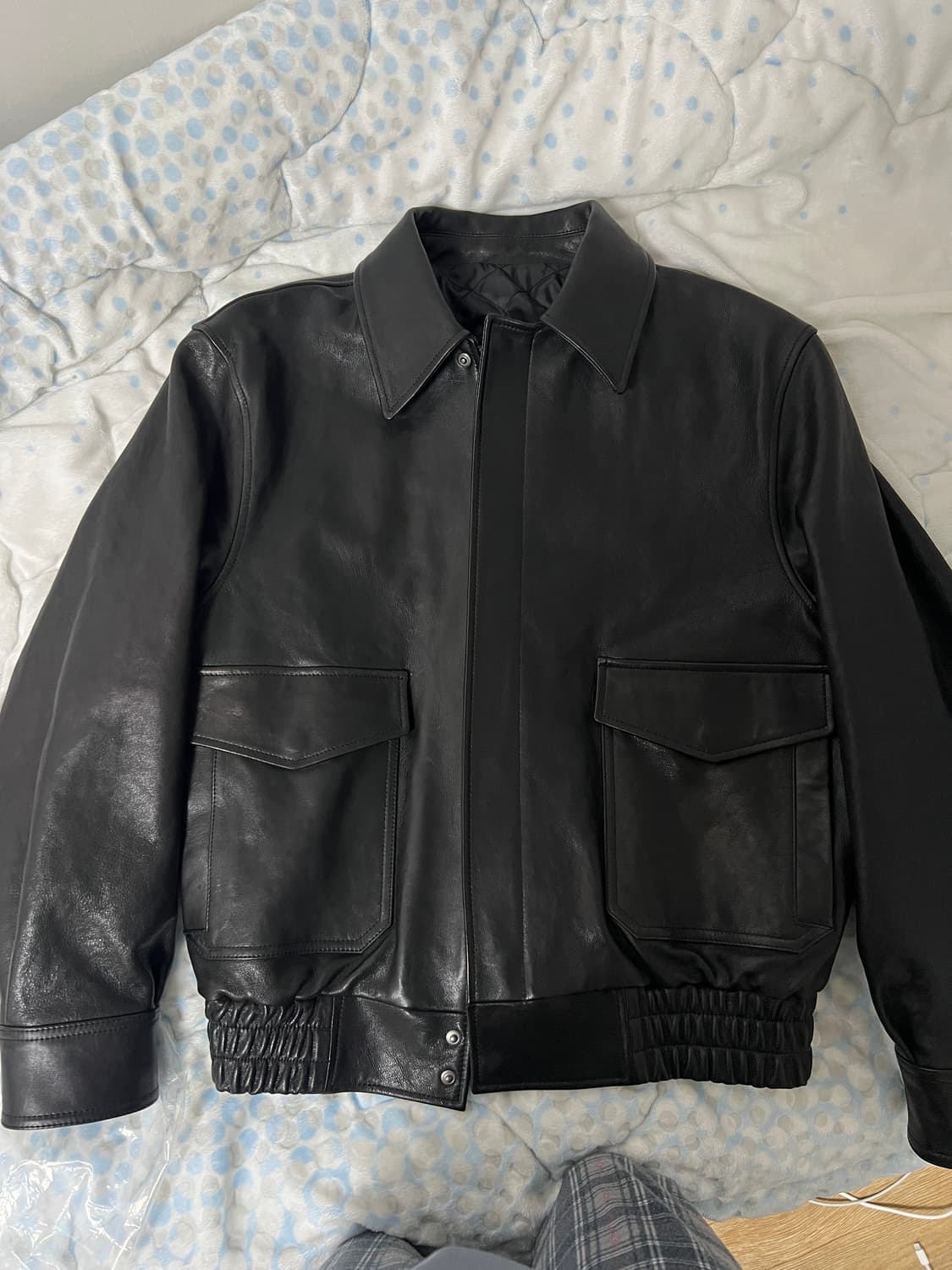 택포38) 쿠어 베지터블 레더 A2자켓 블랙 M 상품이미지2