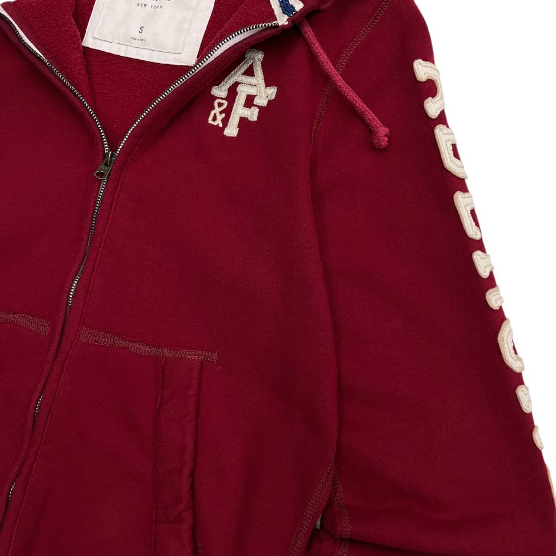 아베크롬비 사이드 패치 버건디 후드집업 S 상품이미지8