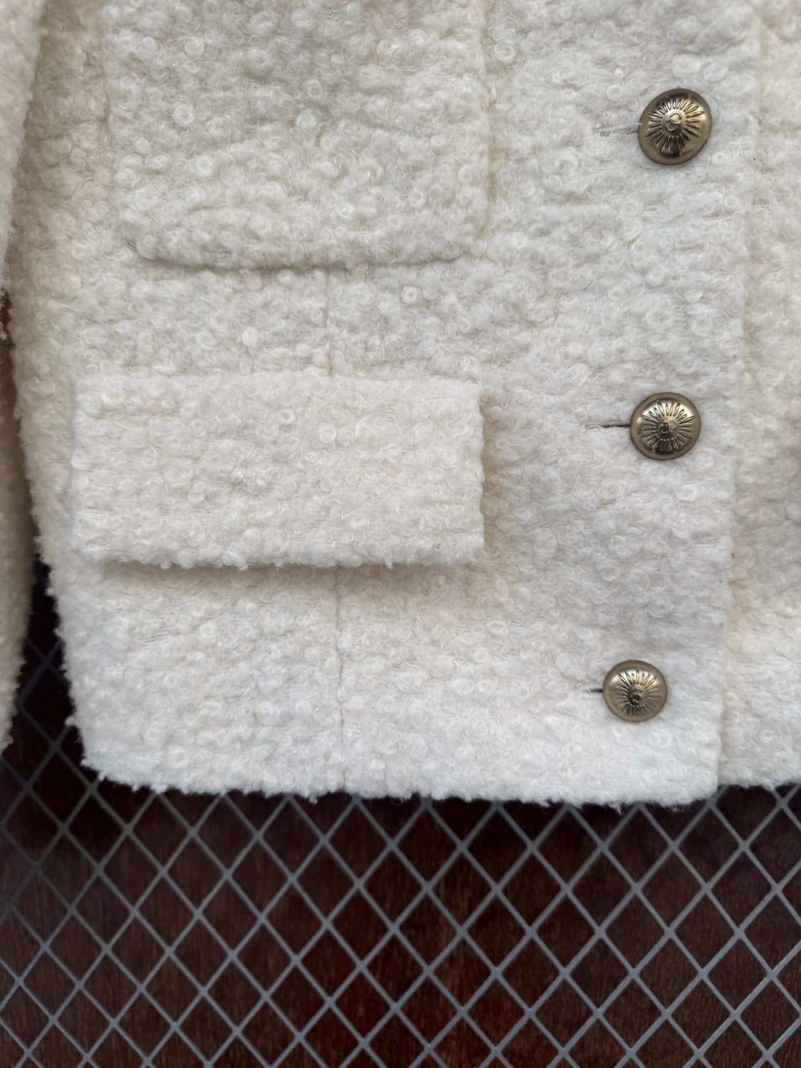 잇미샤 아이보리 부클레 크롭 노카라 트위드 자켓 S 상품이미지2