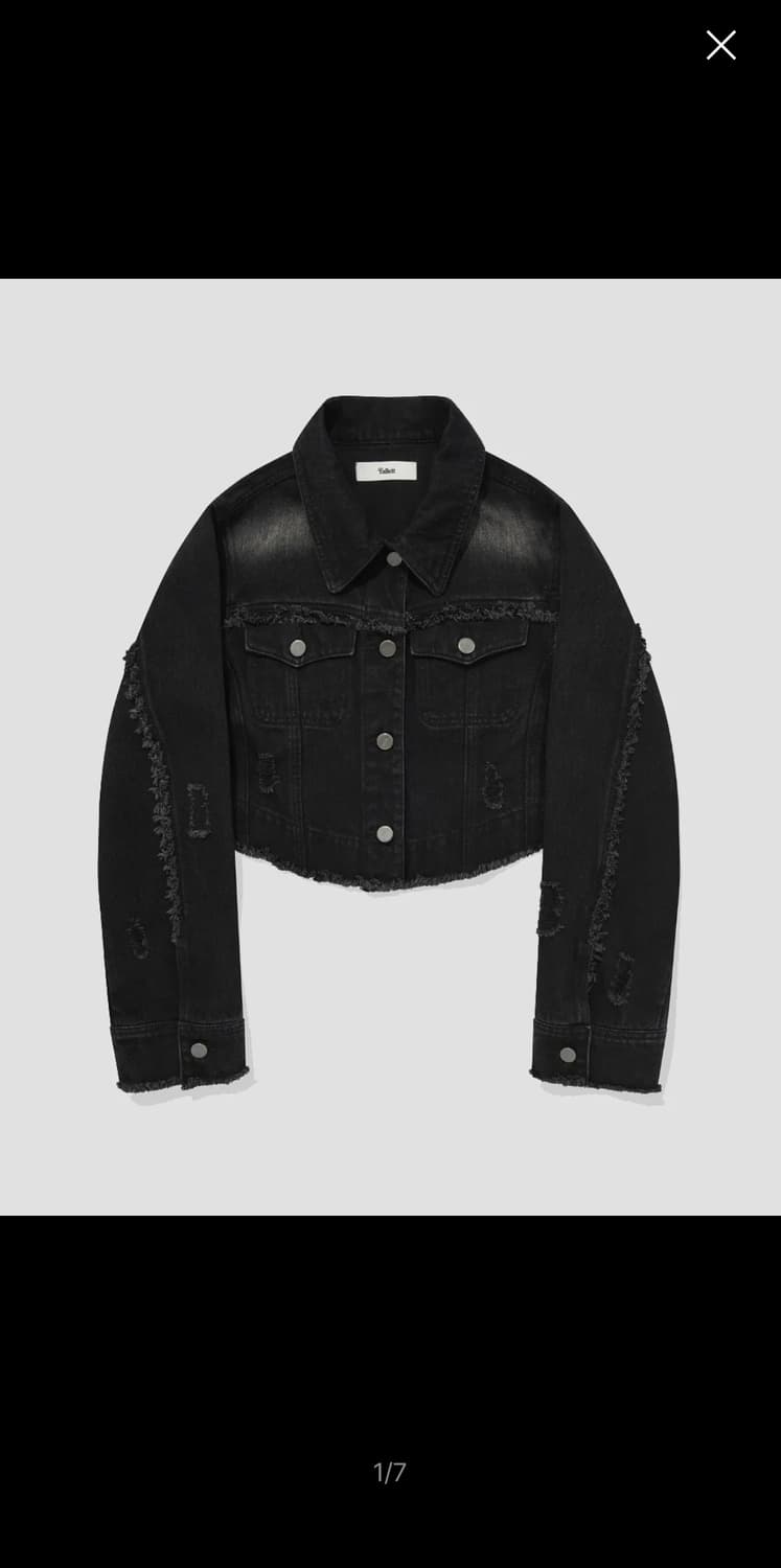 팔렛 데미지 데님 크롭 자켓 블랙 상품이미지1