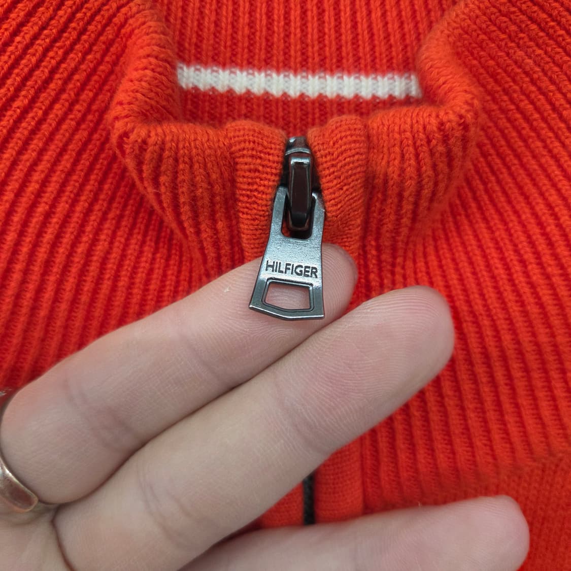 타미힐피거 오렌지색 니트 집업 남성 S 상품이미지4