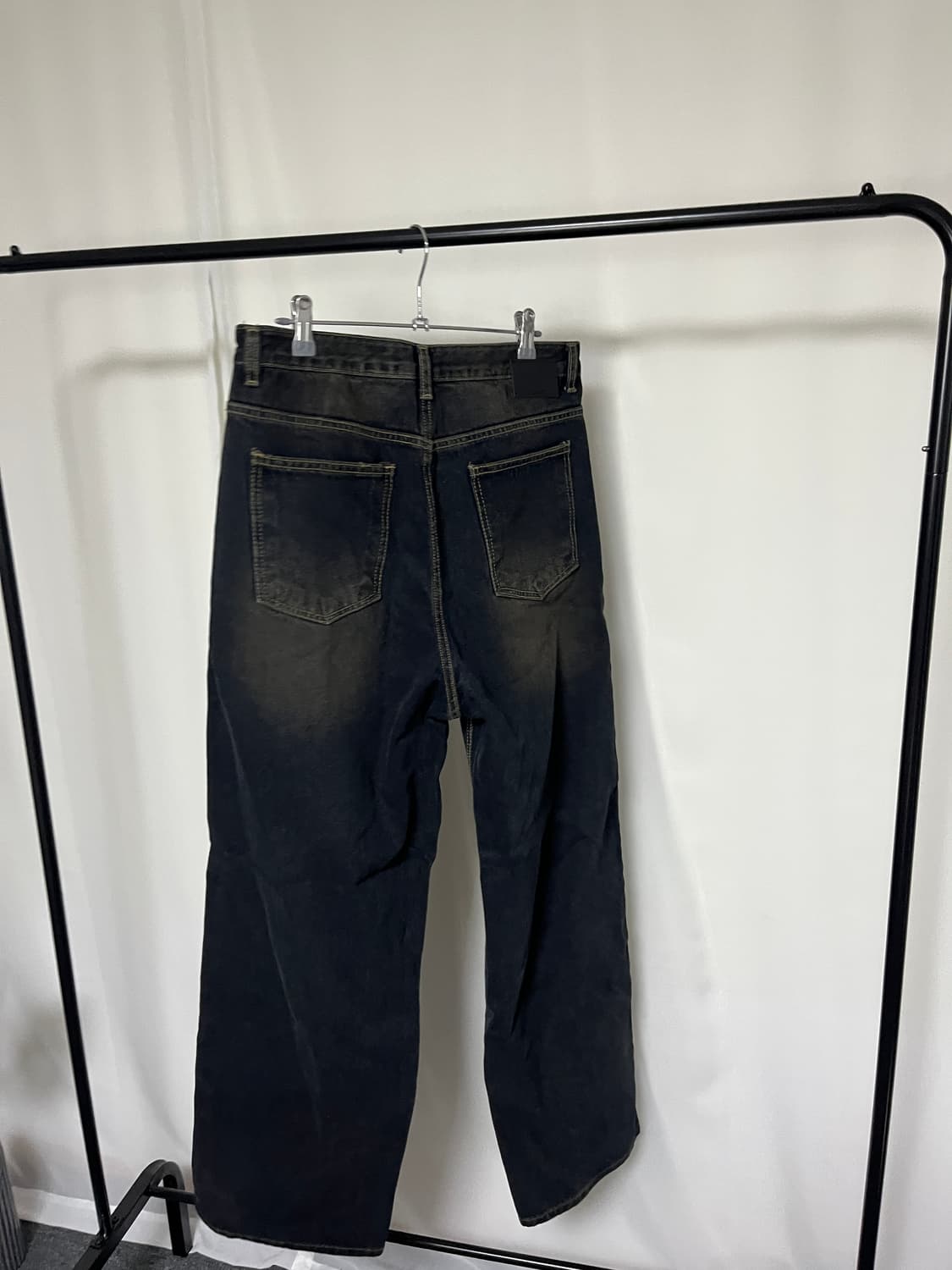 블랙 브라운 샌드 워싱 와이드 데님 팬츠 청바지 상품이미지7