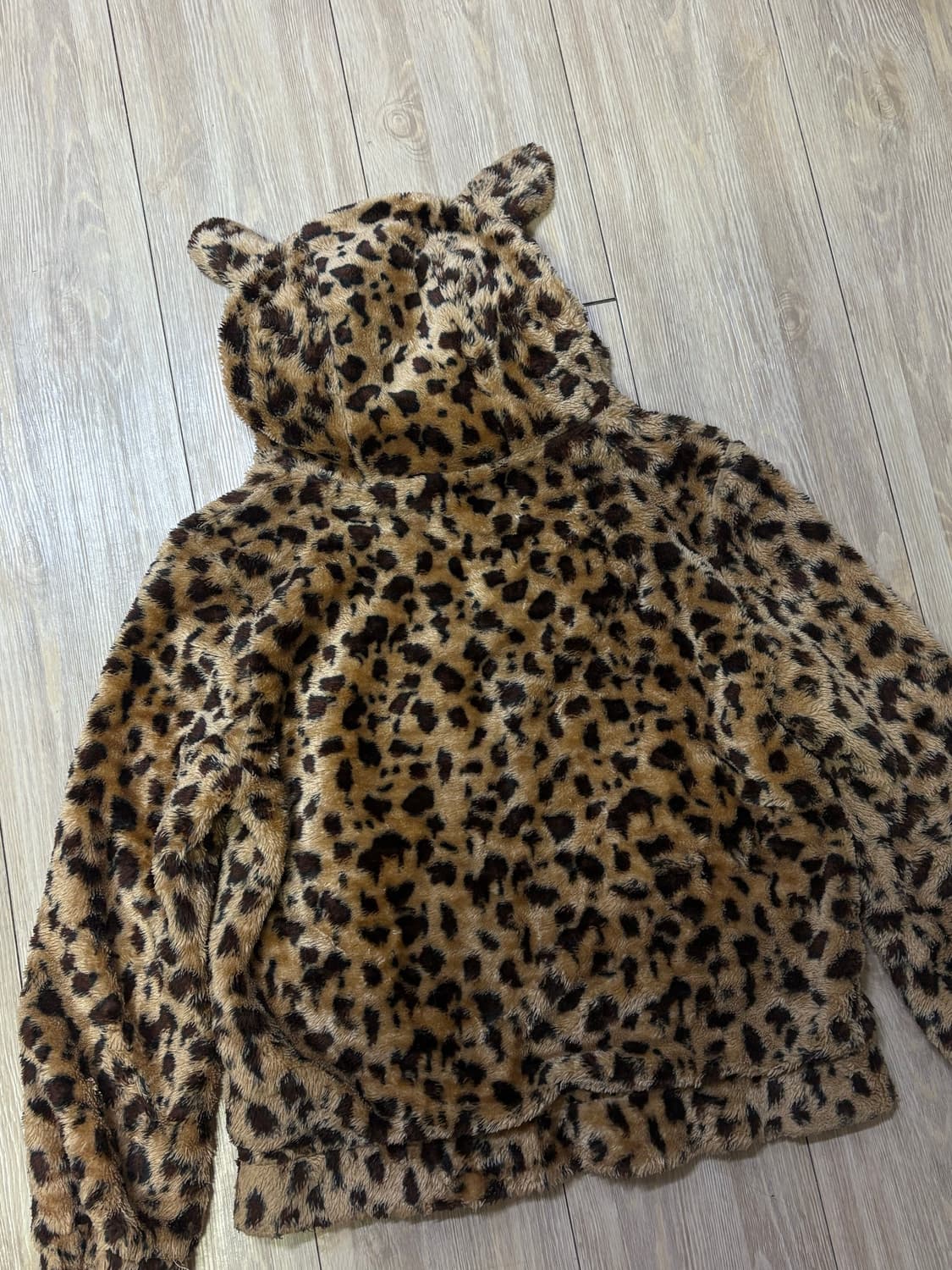 갸루 y2k 호피 레오파드 후드 퍼 집업 상품이미지3