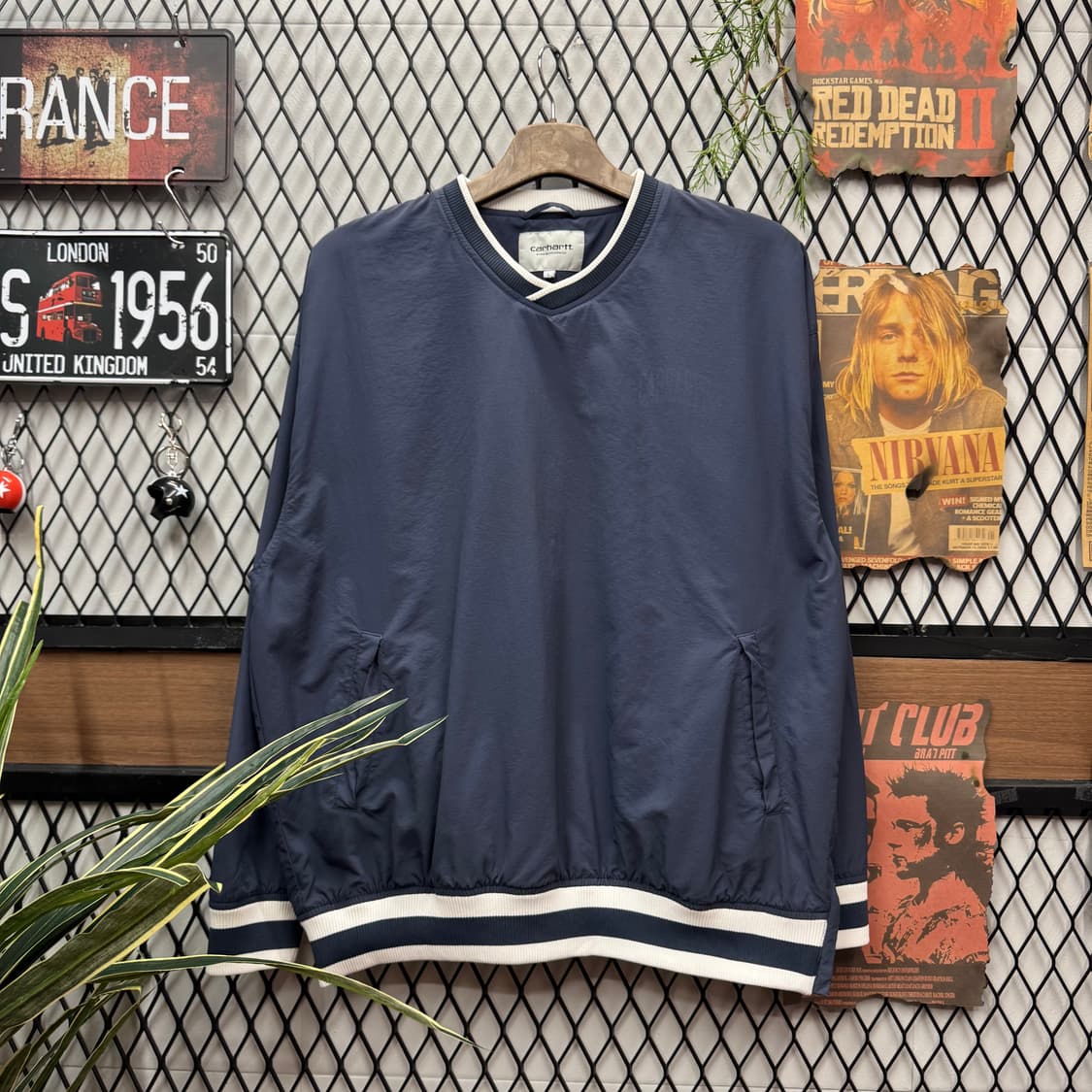 칼하트 윕 웜업 스트라이프 시보리 포인트 루즈핏 네이비 상품이미지1