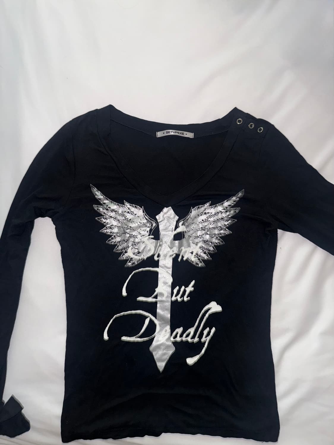 셋업이엑스이 V-NECK CROSS TOP / BLACK OS 상품이미지7