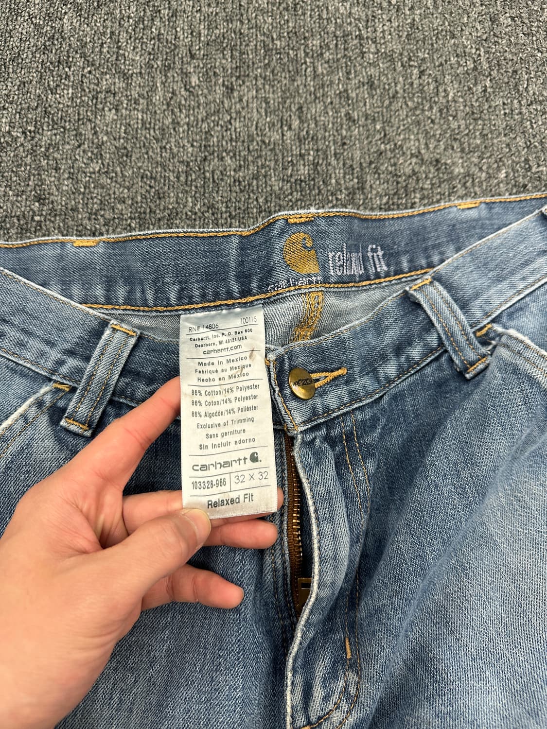 32) 칼하트 Relaxed Fit 더블니 데님팬츠  상품이미지7